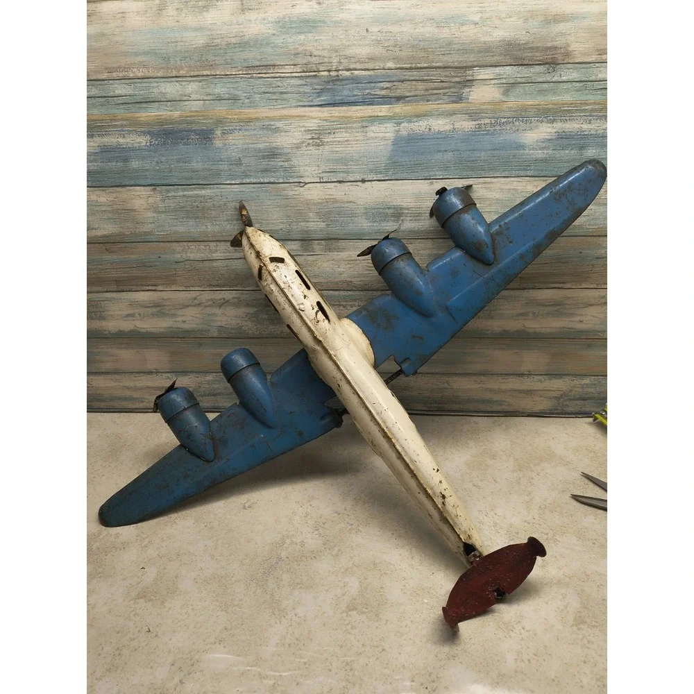 Large c40s Buddy L Pressed Steel TRANSPORT AIRPLANE Wood Wheels‎ AS IS SALE